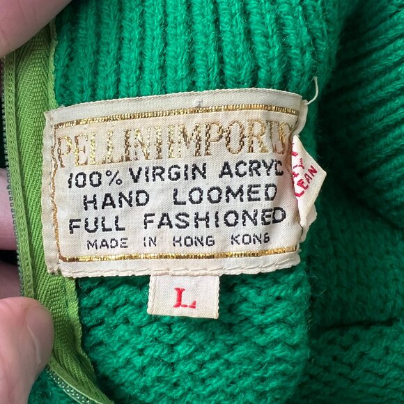 Vintage 60s 70s Cable Knit Hand Loomed Sweater Preppy Christmas Bold Scandi Girl - Picture 5 of 9